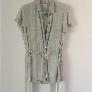 Cloth and stone Light Green Button-Up Romper S